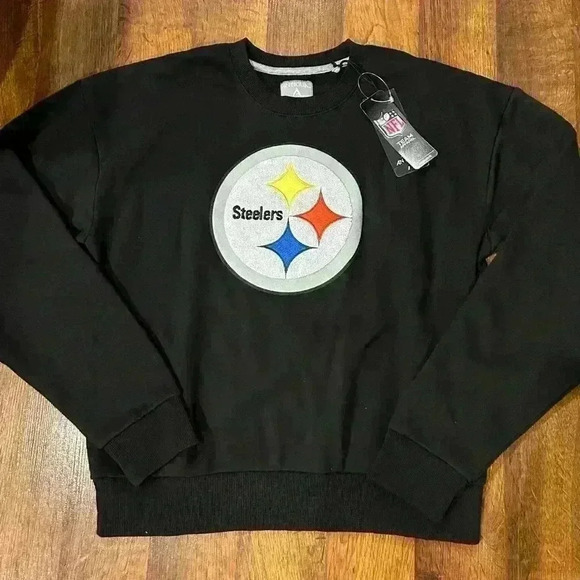 Women’s Pittsburg Steelers black crew neck size Medium Antigua - Picture 1 of 5
